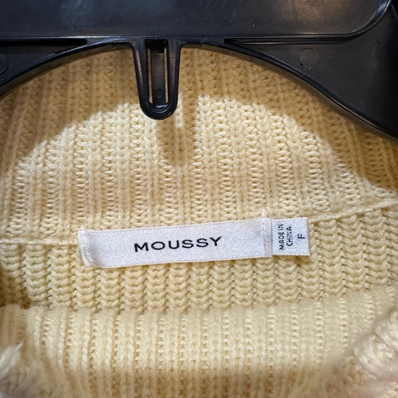 Moussy mock neck sweater cotton blend yellow white striped OS‎ - Picture 5 of 6